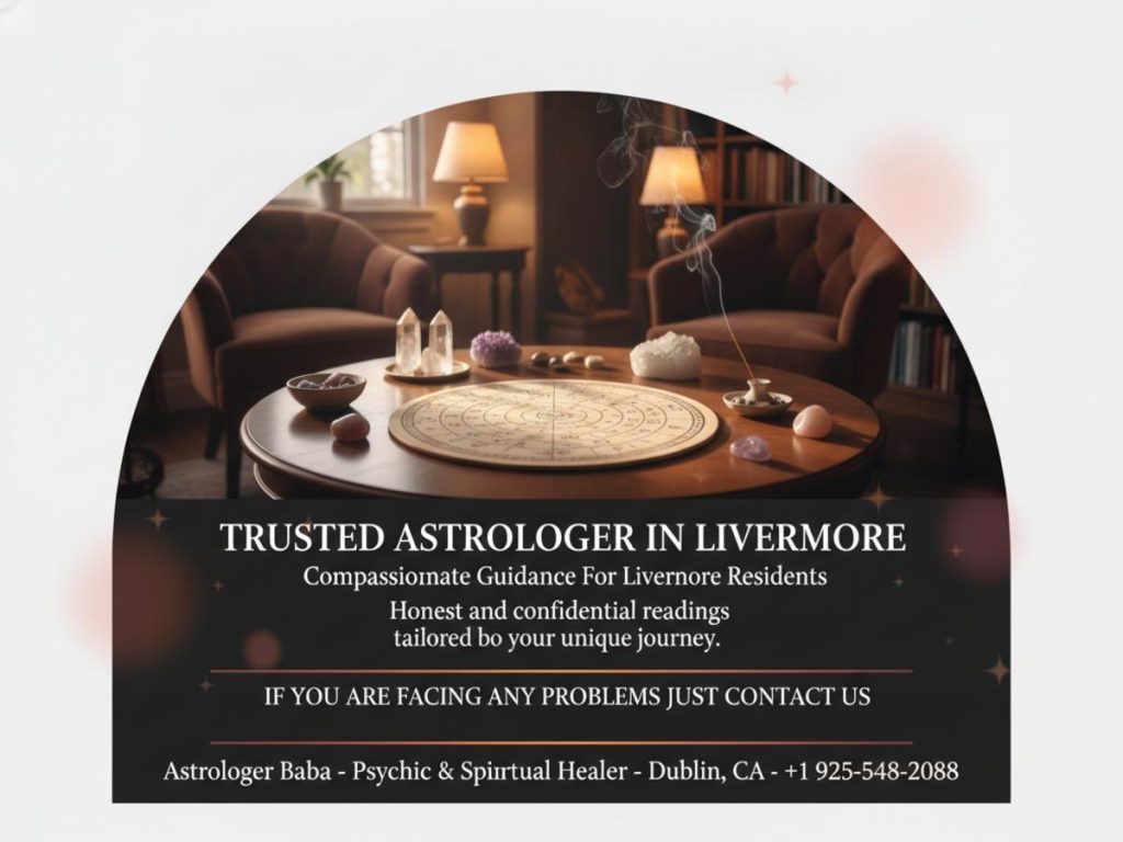 Astrology consultation scene showing Vedic astrology tools in Livermore, CA