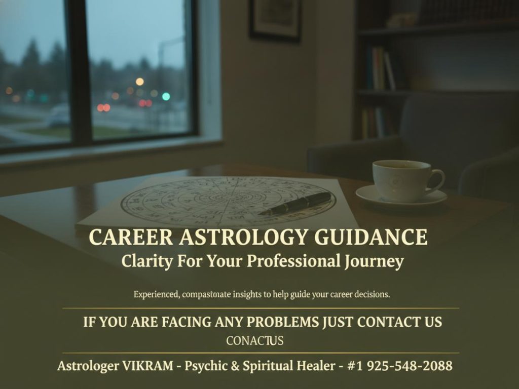 Career astrologer consultation with Vedic chart in Dublin CA office