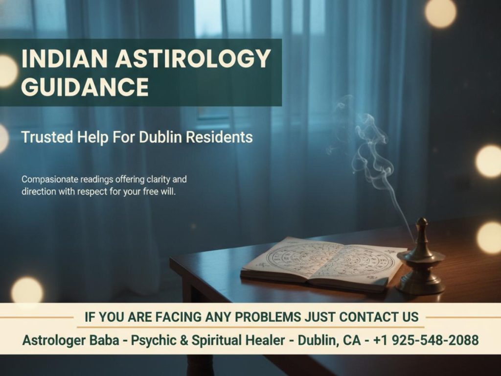 Indian astrologer chart reading tools on wooden table in Dublin, CA