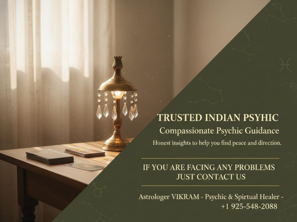 Indian psychic session items on wooden table Danville CA