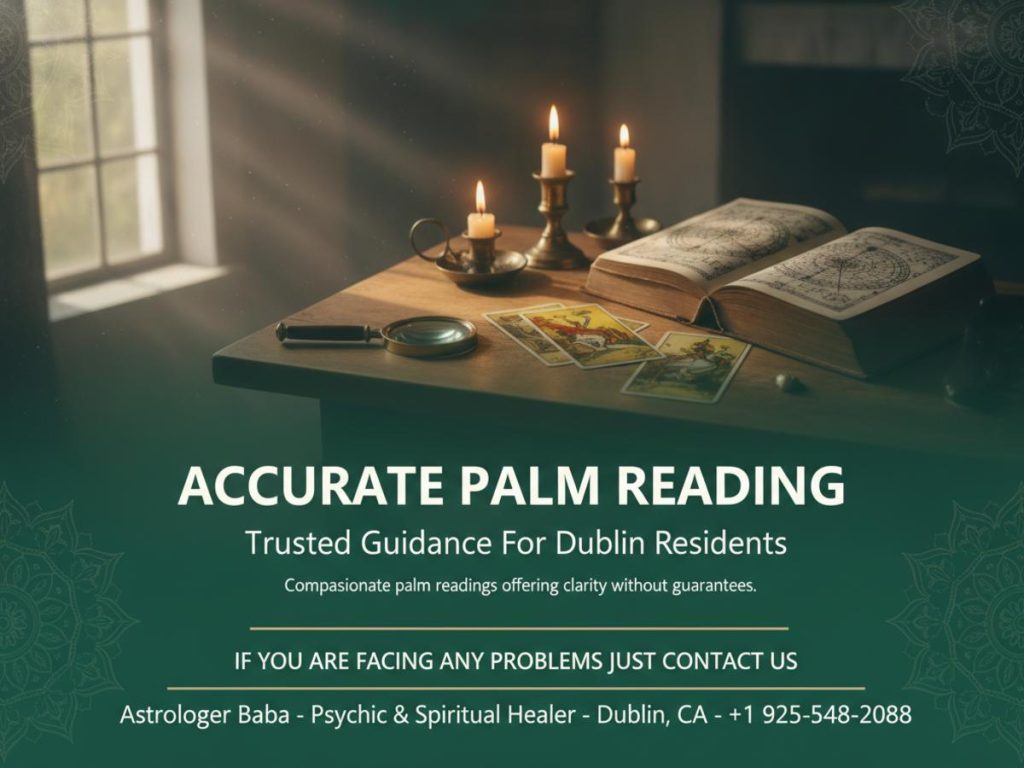Warm, calm palm reading setup at Dublin, CA astrology practice