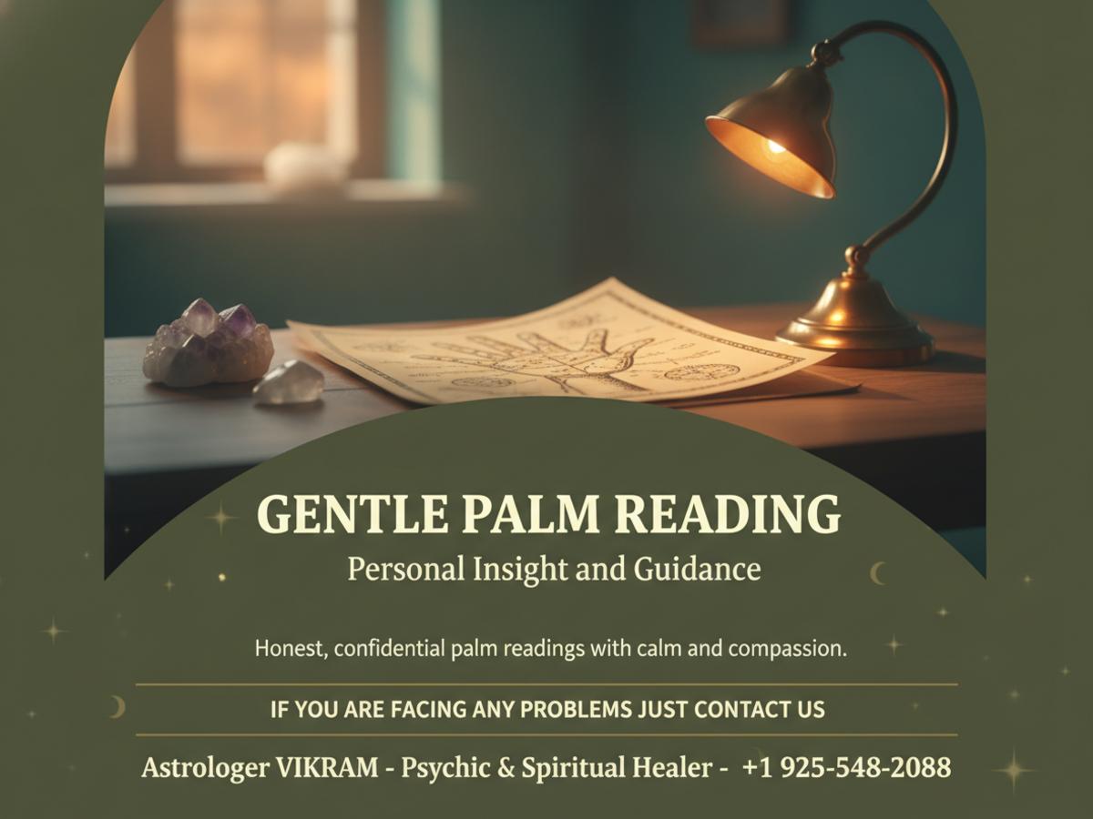 palm reading close-up with charts calm room Dublin CA