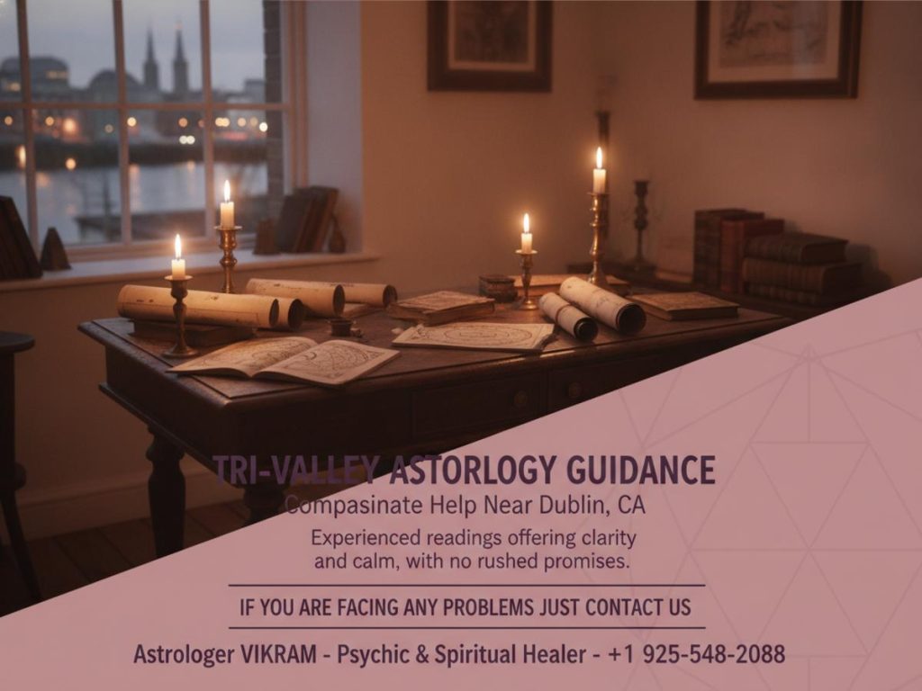 Tri-Valley astrologer workspace with kundli charts in Dublin, CA