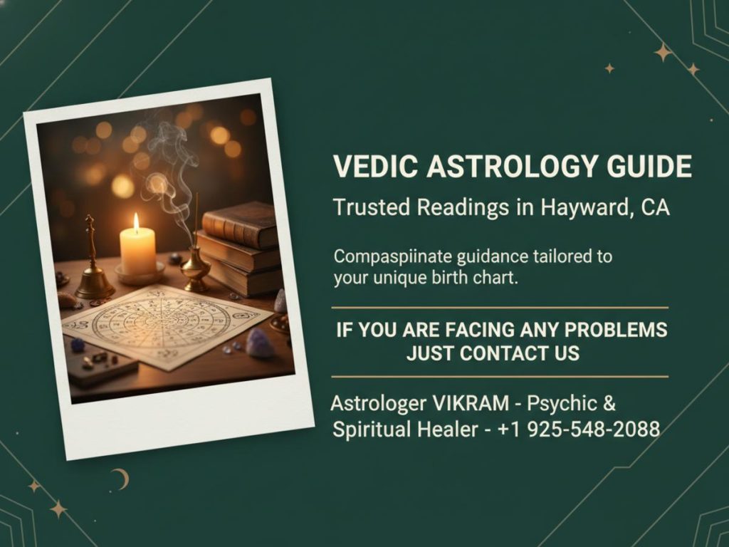 Vedic astrologer consultation setup in Hayward, CA with traditional chart