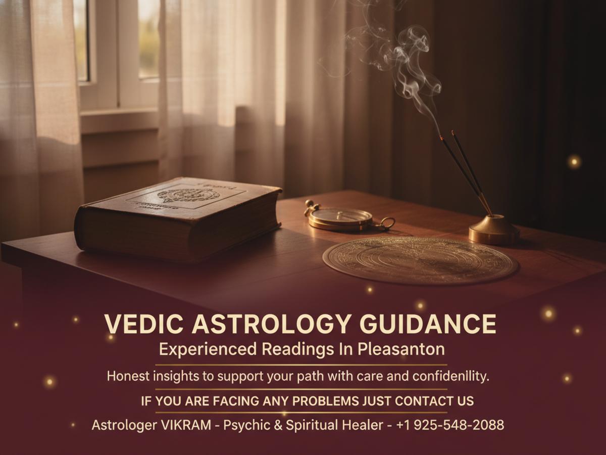 Vedic astrology tools and charts on desk in Pleasanton CA